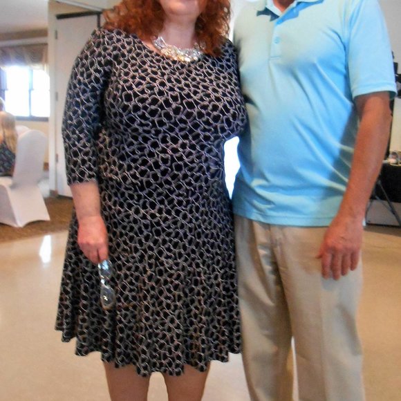 Evan-Picone Black & White Print Dress - Picture 6 of 12